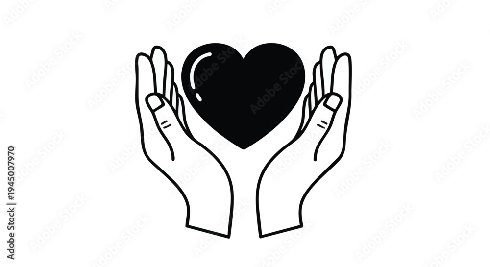 Fototapeta premium Vector illustration of hands holding a heart