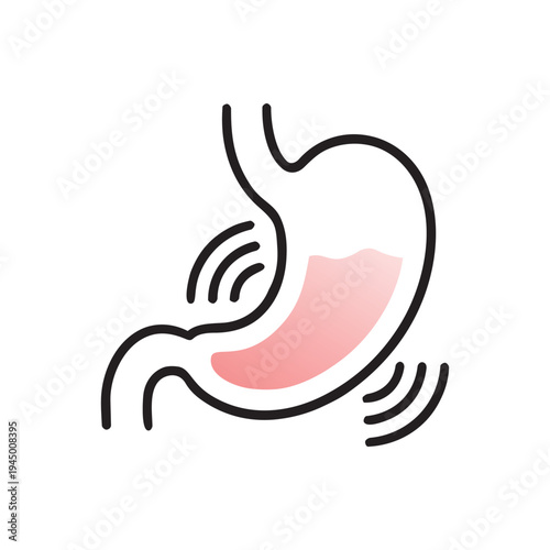 Stomach ulcer disease line icon. Gastric health vector illustration isolated on white background.