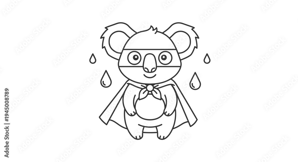 Fototapeta premium Koala Superhero Coloring Page - A Cute and Fun Activity.