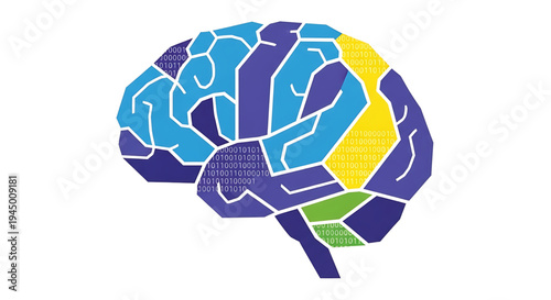 Dynamic Stylized Human Brain Illustration Bridging Human Cognition with Advanced Digital Intelligence and Neurological Science Concepts