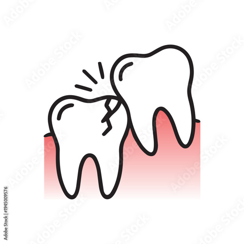 Gum disease dental inflammation line icon. Oral health vector illustration isolated on white background.
