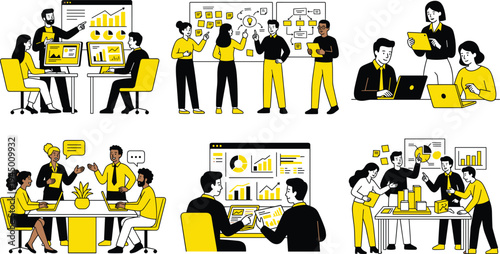 An infographic illustration showcasing four popular women's hairstyles classic bob, long straight, layered cut, and short pixie, providing a visual guide for diverse beauty and fashion choices