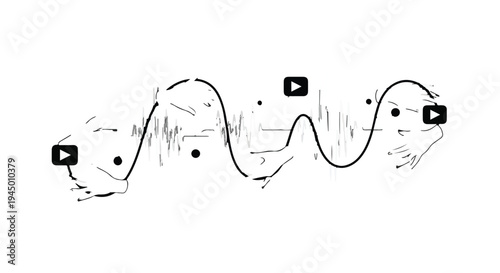 Abstract sound wave visualization with play buttons, representing audio or music creation.