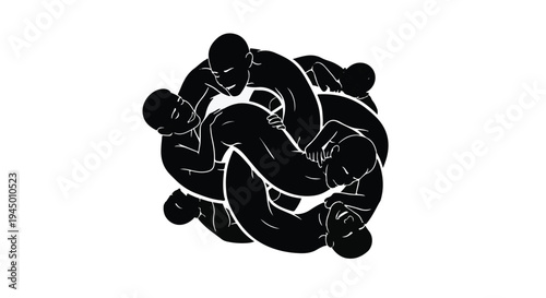 Abstract representation of interconnected figures symbolizing unity and collaboration.