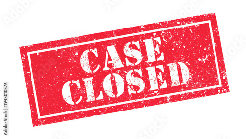 A red stamp with the words 'case closed' on a black background