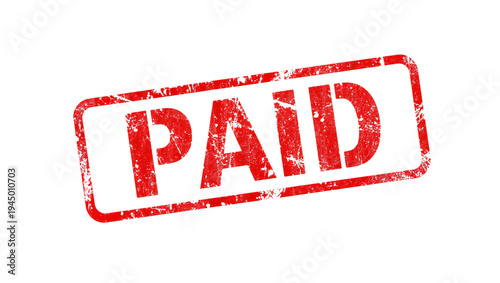 A red stamp with the word paid on a black background