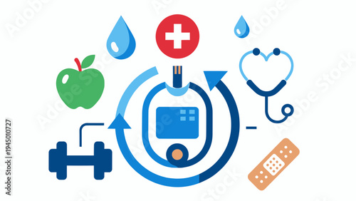 Diabetes Management Infographic vector illustration