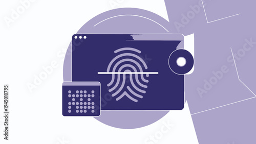 Data Security and Biometric Authentication Vector vector illustration