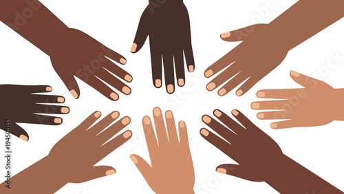 Diverse Hands Reaching Together Illustration vector illustration