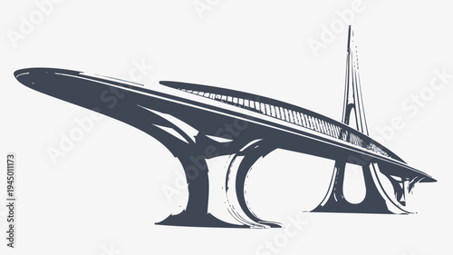 Futuristic Pedestrian Bridge Silhouette vector illustration