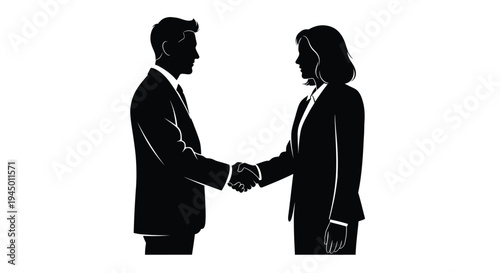 Vector illustration of business handshake between man and woman
