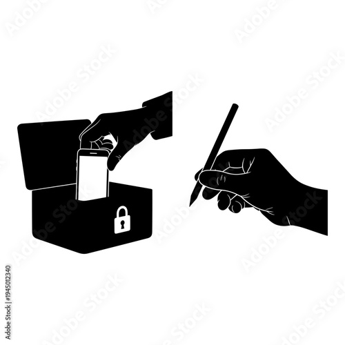 Digital security and handwritten signature for authentication process Vector, illustration