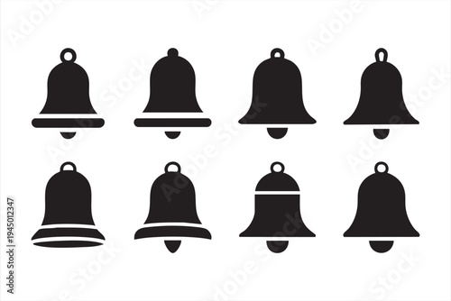 Digital alert bell icon set for messaging apps and interface graphics