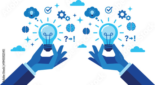 Conceptualizing ideas through collaboration and innovation, representing brainpower and solutions