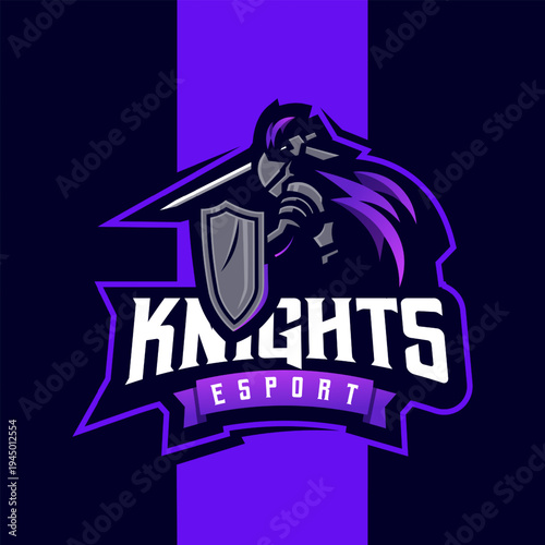 Knight carry sword and shield mascot logo