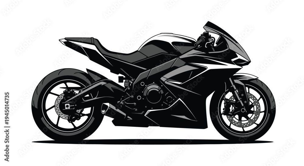 Fototapeta premium Vector illustration of a black motorcycle