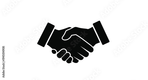 A simple black silhouette depicting a friendly handshake between two people