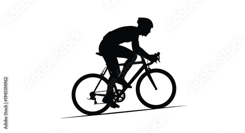 Vector silhouette of cyclist riding bicycle, black icon