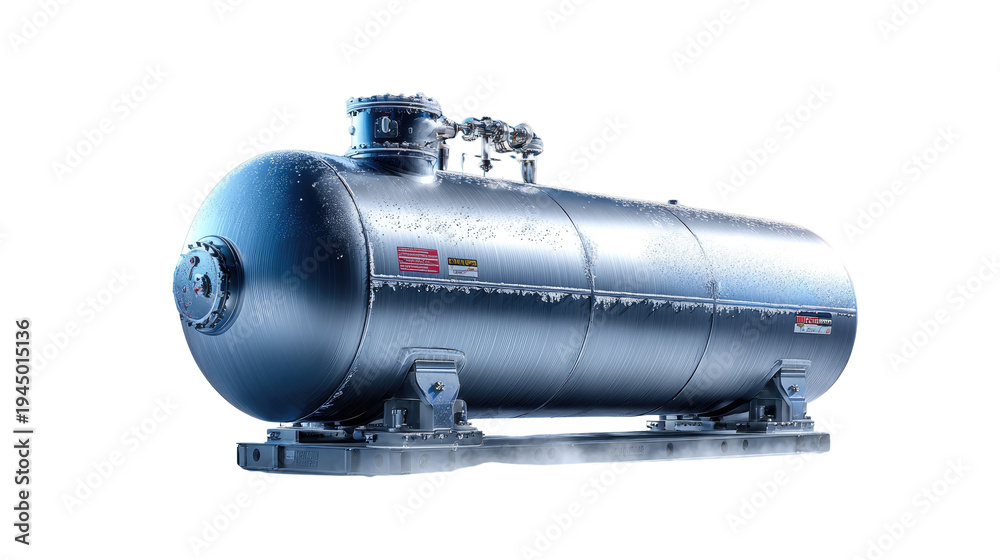 Obraz premium Industrial Pressure Vessel: A massive industrial pressure vessel, built with robust construction, ready for diverse applications, symbolizing strength, reliability, and the power of industry.