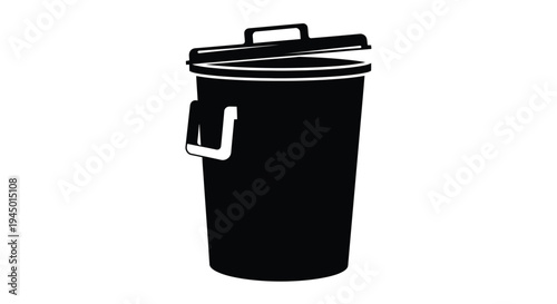 Simple black and white illustration of an open trash can