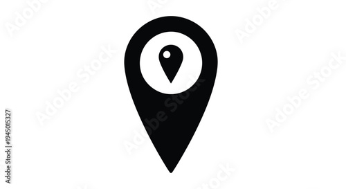 Black map marker icon with a white inner circle and teardrop detail