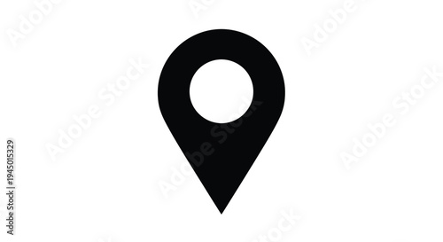 Simple black map marker icon with a white circular center