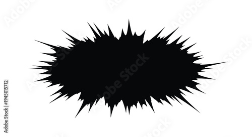 Abstract black shape resembling a burst or explosion with jagged edges
