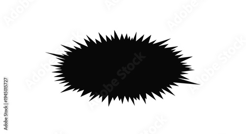 A black spiky oval shape on a white background resembling a sea urchin