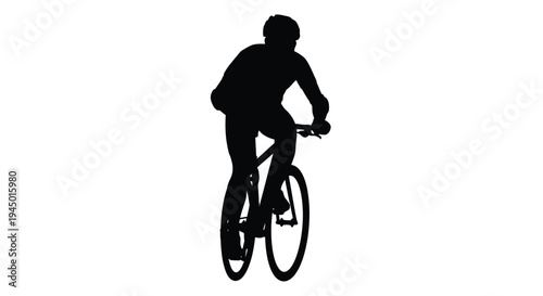 Silhouette of a cyclist riding a bicycle against a white background