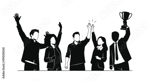 Set of 5 business people celebrating vector icons