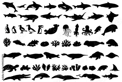 "Marine Life Silhouette Collection"