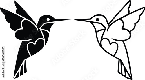 Hummingbirds sharing heartfelt love connection Vector