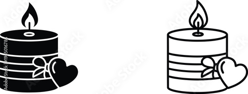 Candle and heart romantic love symbol Vector