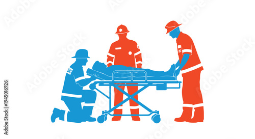 Emergency responders assist a patient on a stretcher