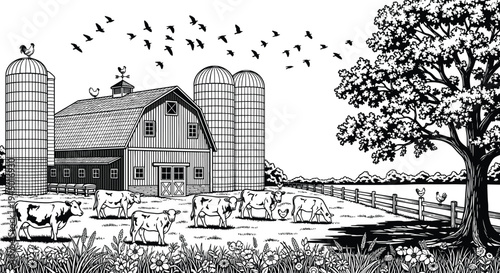 Black silhouette collection of outdoor camping activities featuring people at a campsite with tents pine trees grilling food and relaxing in a park landscape