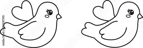 Cute birds with hearts love symbol Vector