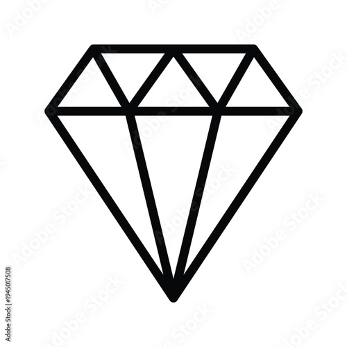Black Diamond Gemstone Icon Symbol. Single Line Icon.