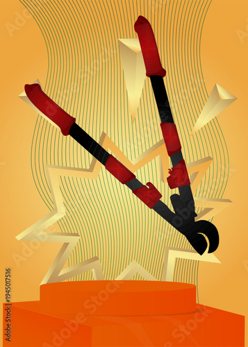 Mockup product display with Wire cutter. Vector cylinder pedestal podium. Stage showcase for presentation. Minimal geometric forms.