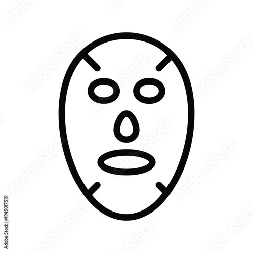 Sheet Mask Face Beauty Product. Single Line Icon.