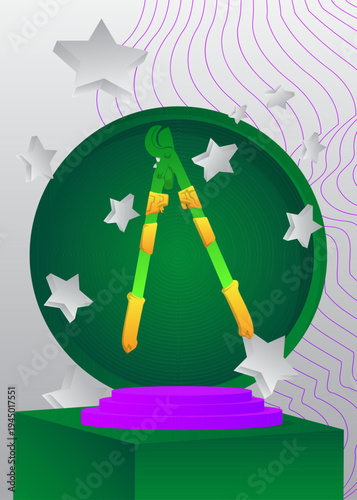 Mockup product display with Wire cutter. Vector cylinder pedestal podium. Stage showcase for presentation. Minimal geometric forms.