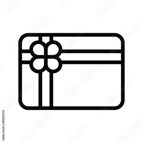 Gift Card with Ribbon Bow. Single Line Icon.