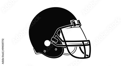 A black and white silhouette of an american football helmet
