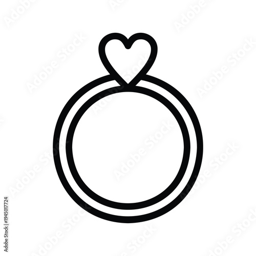 Black line art wedding ring symbol. Single Line Icon.