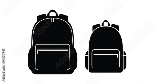 Two black silhouette backpacks of different sizes are displayed on a white background