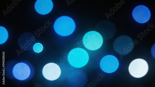 Quadro em tela Abstract dreamy composition with soft focus bokeh effect featuring glowing orbs of light in electric blue, cyan and soft white circles floating on dark background with abstract texture