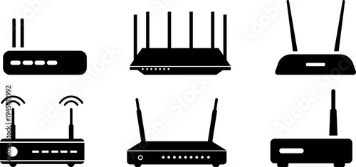 Collection of various wireless router designs and models