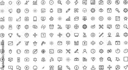 Set of 96 universal line icons vector