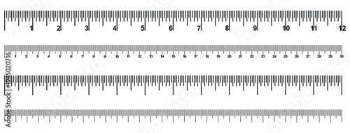 Measuring tape scale set. Vector measurable yardstick measures length height meter precision tools centimeter millimeters calibration. Measurements scales design template. Cm to Inch Measuring scale. 