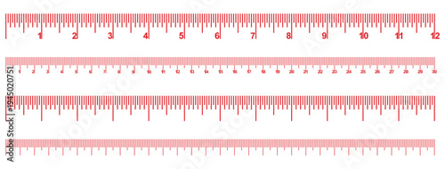 Ruler scale with markings and numbers in Inch centimeters and millimeters units, measuring metric scale, Measuring scale, markup rulers vector. Various measurement scales. Various measurement scales. 