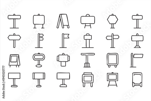 Minimal street sign vector icon pack for navigation information and marketing boards